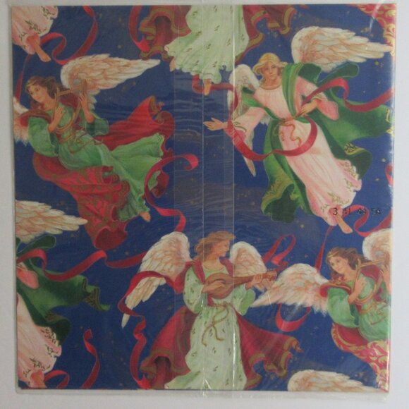 Ambassador Hallmark Christmas Holiday Gift Wrap Vintage Musical Angels NEW - Picture 2 of 6